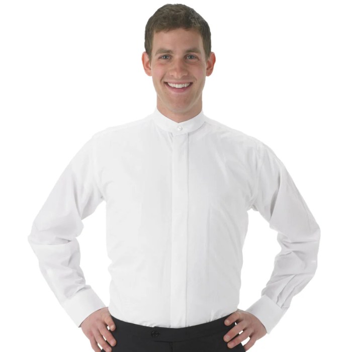 Band collar dress shirt mens