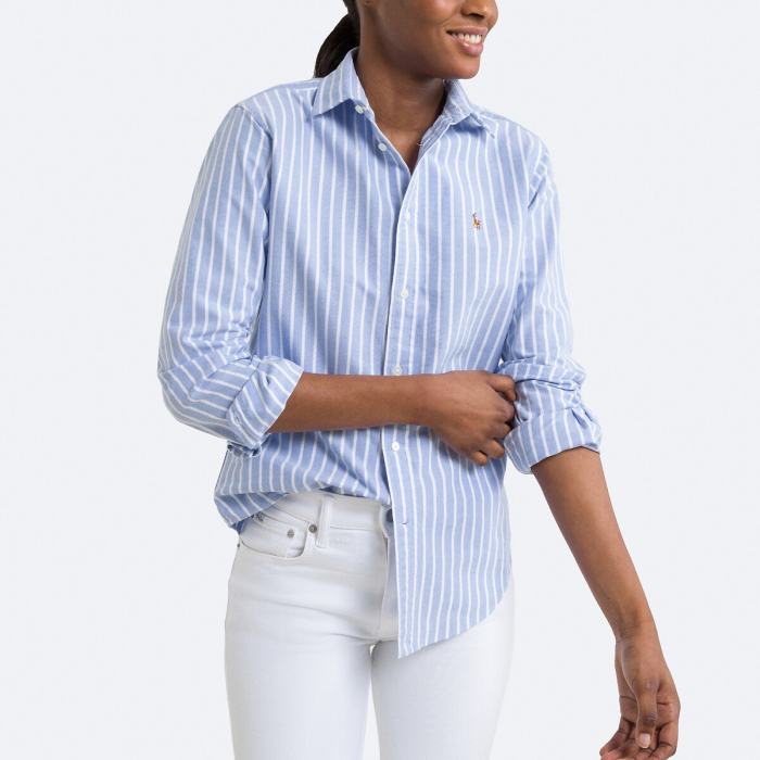 Blue striped dress shirt mens