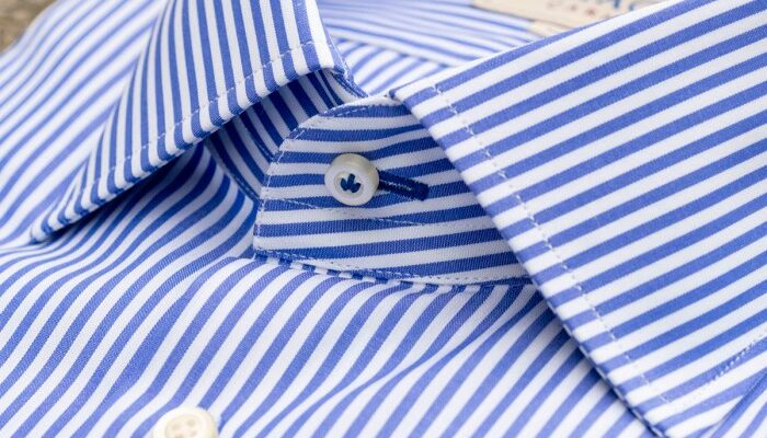 Blue striped dress shirt mens