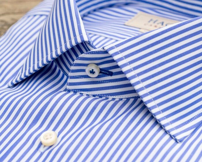 Blue striped dress shirt mens