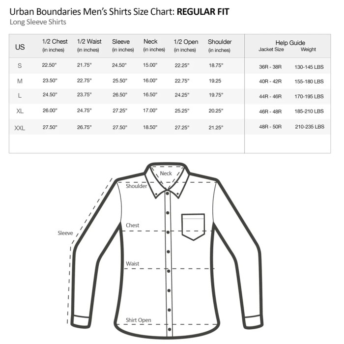 Size chart men guides