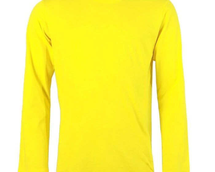 Men's yellow long sleeve dress shirt