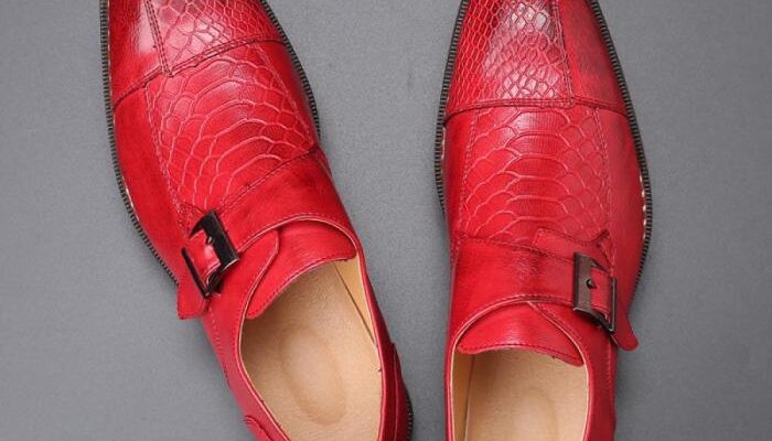 Mens red and black dress shoes