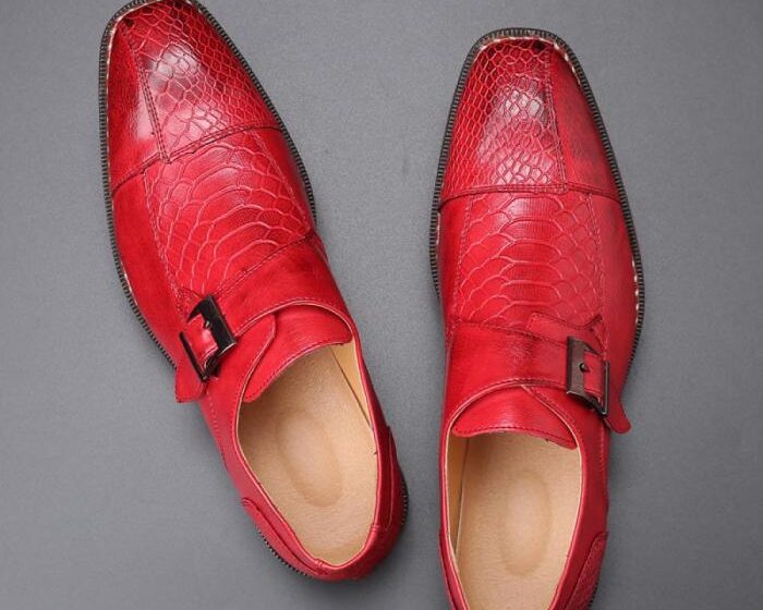 Mens red and black dress shoes