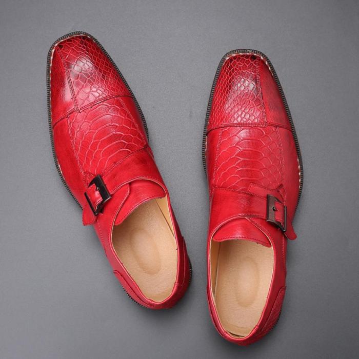 Concise title Mens Red and Black Dress Shoes